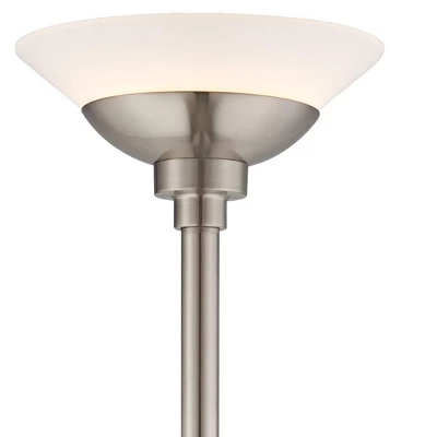 Possini Euro Design Metro Modern Torchiere Floor Lamp 71" Tall Brushed Nickel Frosted White Acrylic Shade For Living Room Reading Bedroom Office House 4 Possini Euro Design Metro Modern Torchiere Floor Lamp 71" Tall Brushed Nickel Frosted White Acrylic Shade For Living Room Reading Bedroom Office House - Image 2
