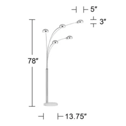 Possini Euro Design Infini Mid Century Modern Arc Floor Lamp 78" Tall Chrome 5 Light Swivel Dome Shades For Living Room Reading Bedroom Office House -Home Furnishings Store GUEST 8e1a5ee4 40b4 4393 a59b 99fcb475dfec