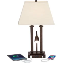 Possini Euro Design Deacon Modern Desk Table Lamp 26" High Bronze With USB And AC Power Outlet In Base LED Reading Light Oatmeal Shade For Office Desk 12 Possini Euro Design Deacon Modern Desk Table Lamp 26" High Bronze With USB And AC Power Outlet In Base LED Reading Light Oatmeal Shade For Office Desk -Home Furnishings Store GUEST 8f8004e9 1c35 45a7 b688 3afebc272735
