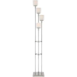 Possini Euro Design Athena Modern Floor Lamp 72" Tall Brushed Nickel 4 Light Tree Clear Outer Opal Inner Double Glass Shade For Living Room Bedroom -Home Furnishings Store GUEST 9216fb98 adc6 4062 a2b3 d139c90db34a