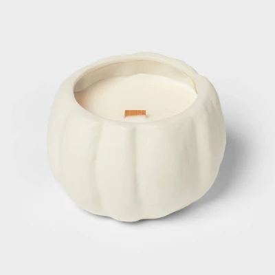 12oz Brushed Abstract Pumpkin Ceramic With Woodwick And Dustcover Honeycrisp Apple Cider Candle - Threshold™ 5 12oz Brushed Abstract Pumpkin Ceramic With Woodwick And Dustcover Honeycrisp Apple Cider Candle - Threshold™ - Image 3