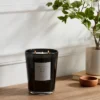 Colored Vase Glass With Dustcover & Black Teak Candle Black - Threshold™