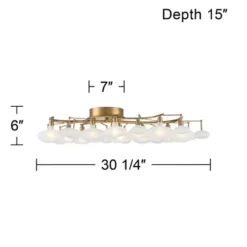Possini Euro Design Lilypad Modern Ceiling Light Semi Flush Mount Fixture 30 1/4" Wide Warm Brass 12-Light Frosted Glass Shade For Bedroom Living Room 17 Possini Euro Design Lilypad Modern Ceiling Light Semi Flush Mount Fixture 30 1/4" Wide Warm Brass 12-Light Frosted Glass Shade For Bedroom Living Room -Home Furnishings Store GUEST a233a009 bd72 44f5 9f48 3c2effe14b0b
