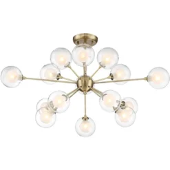 Possini Euro Design Modern Ceiling Light Semi Flush Mount Fixture Sputnik Brass 30 1/2" Wide 15-Light Double Glass Ball Hallway 12 Possini Euro Design Modern Ceiling Light Semi Flush Mount Fixture Sputnik Brass 30 1/2" Wide 15-Light Double Glass Ball Hallway -Home Furnishings Store GUEST a3344d35 d1d8 4a60 8f88 777e9a7f591d