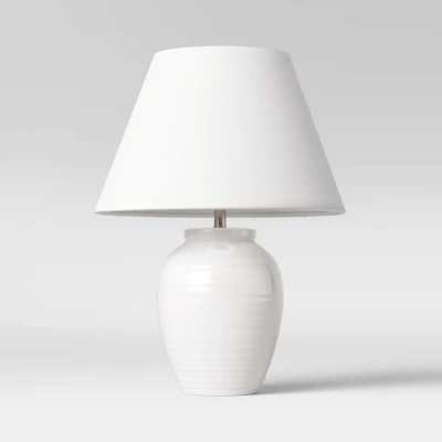 Turned Ceramic Table Lamp White - Threshold™ 6 Turned Ceramic Table Lamp White - Threshold™ - Image 4