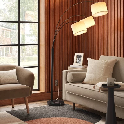 Avenal 3-Head Shaded Arc Floor Lamp Black - Threshold™ 3 Avenal 3-Head Shaded Arc Floor Lamp Black - Threshold™