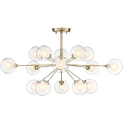 Possini Euro Design Modern Ceiling Light Semi Flush Mount Fixture Sputnik Brass 30 1/2" Wide 15-Light Double Glass Ball Hallway 11 Possini Euro Design Modern Ceiling Light Semi Flush Mount Fixture Sputnik Brass 30 1/2" Wide 15-Light Double Glass Ball Hallway -Home Furnishings Store GUEST a5d5d52f e87f 49d6 be3a b66722eec602