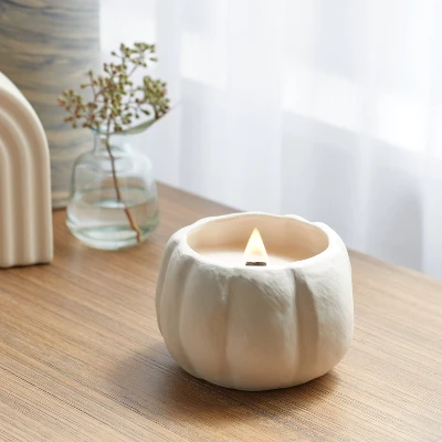 12oz Brushed Abstract Pumpkin Ceramic With Woodwick And Dustcover Acorn + Black Pine Candle - Threshold™ 3 12oz Brushed Abstract Pumpkin Ceramic With Woodwick And Dustcover Acorn + Black Pine Candle - Threshold™