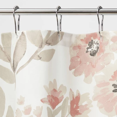 Blooms Flat Weave Shower Curtain Coral - Threshold™ 4 Blooms Flat Weave Shower Curtain Coral - Threshold™ - Image 2