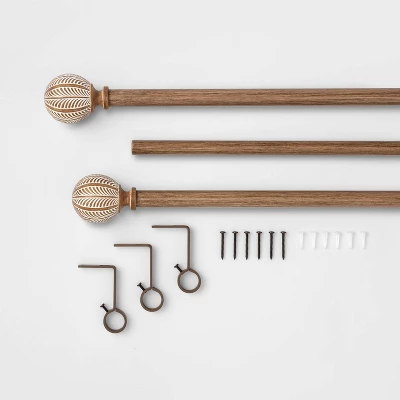 Carved Light Woodtone Ball Curtain Rod Natural - Opalhouse™ 3 Carved Light Woodtone Ball Curtain Rod Natural - Opalhouse™