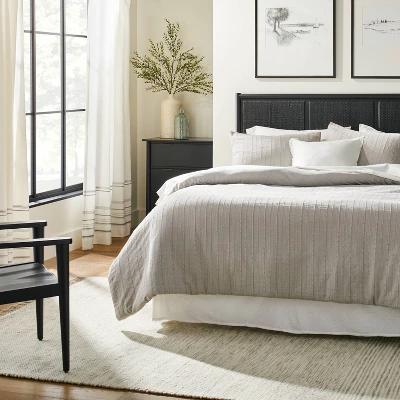 Engineered Hem Stripes Curtain Panel Cream/Gray - Hearth & Hand™ With Magnolia 4 Engineered Hem Stripes Curtain Panel Cream/Gray - Hearth & Hand™ With Magnolia - Image 2