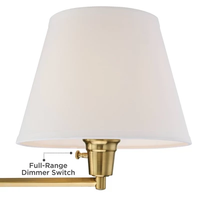 360 Lighting Clement Modern Swing Arm Wall Lamps Set Of 2 Warm Gold Plug-in Light Fixture White Linen Shade For Bedroom Bedside Living Room Reading 4 360 Lighting Clement Modern Swing Arm Wall Lamps Set Of 2 Warm Gold Plug-in Light Fixture White Linen Shade For Bedroom Bedside Living Room Reading - Image 2