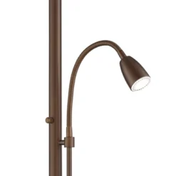 Possini Euro Design Traverse Modern Floor Lamp With LED Gooseneck Reading Light 64" Tall Oil Rubbed Bronze Oatmeal Drum Shade For Living Room Bedroom -Home Furnishings Store GUEST aee379e0 6c49 479b b562 f97bb08010be