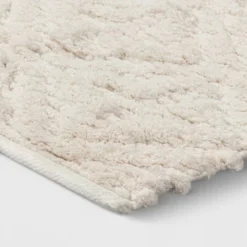 Textured Diamond Shag Bath Rug Cream - Opalhouseâ„¢
