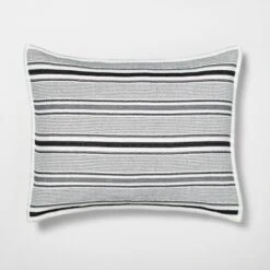 Textured Stripe Pillow Sham Dark Gray/Cream - Hearth & Hand With Magnolia -Home Furnishings Store GUEST b0608181 3b6d 4688 8af4 76eb9e213a88