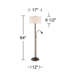 Possini Euro Design Traverse Modern Floor Lamp With LED Gooseneck Reading Light 64" Tall Oil Rubbed Bronze Oatmeal Drum Shade For Living Room Bedroom -Home Furnishings Store GUEST b15d961d b890 4b70 9d9f 7c5054233a5f