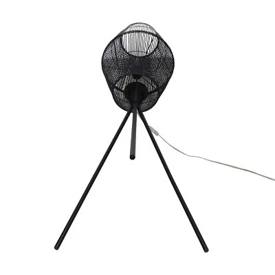 Diamond Tripod Floor Lamp Black With Rattan Shade (Includes LED Light Bulb) - Threshold™: Nautical Standing Illumination 9 Diamond Tripod Floor Lamp Black With Rattan Shade (Includes LED Light Bulb) - Threshold™: Nautical Standing Illumination - Image 7
