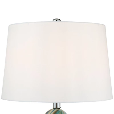 Possini Euro Design Pablo 27" Tall Modern Table Lamp Table Top Dimmer Blue Art Glass Single Living Room Bedroom Bedside Nightstand House White Shade 5 Possini Euro Design Pablo 27" Tall Modern Table Lamp Table Top Dimmer Blue Art Glass Single Living Room Bedroom Bedside Nightstand House White Shade - Image 3