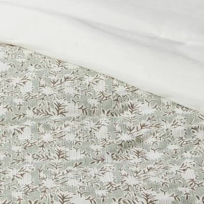 8pc Printed Floral With Border 8pc Comforter Set Green - Threshold™ 5 8pc Printed Floral With Border 8pc Comforter Set Green - Threshold™ - Image 3