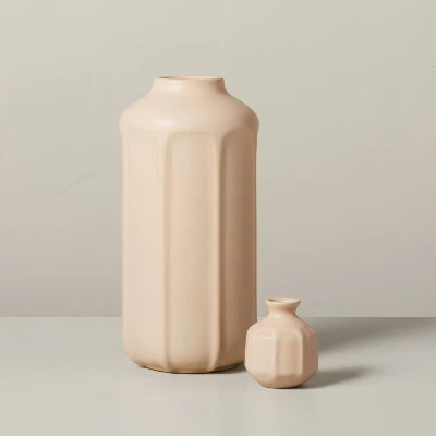 13" Faceted Ceramic Vase Sunset Taupe - Hearth & Hand™ With Magnolia 4 13" Faceted Ceramic Vase Sunset Taupe - Hearth & Hand™ With Magnolia - Image 2