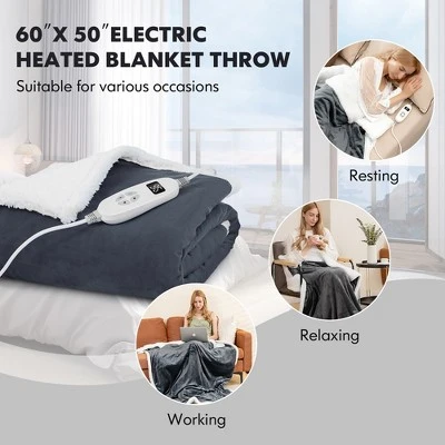 Tangkula 50" X 60" Heated Electric Reversible Fleece Blanket Blanket Throw W/ 10 Heat Levels, 9 Hours Auto Shut-Off, Overheat Protection Gray 11 Tangkula 50" X 60" Heated Electric Reversible Fleece Blanket Blanket Throw W/ 10 Heat Levels, 9 Hours Auto Shut-Off, Overheat Protection Gray - Image 9