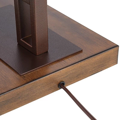 Franklin Iron Works Rustic Farmhouse Arc Floor Lamp With USB Port 60" Tall Bronze Downbridge Faux Leather Empire Shade For Living Room Reading Bedroom 5 Franklin Iron Works Rustic Farmhouse Arc Floor Lamp With USB Port 60" Tall Bronze Downbridge Faux Leather Empire Shade For Living Room Reading Bedroom - Image 3