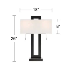 360 Lighting Neil Modern Rustic Table Lamp 26" High Black Metal With USB Charging Port White Rectangular Shade For Bedroom Living Room Bedside Desk 14 360 Lighting Neil Modern Rustic Table Lamp 26" High Black Metal With USB Charging Port White Rectangular Shade For Bedroom Living Room Bedside Desk -Home Furnishings Store GUEST be3701f7 6cc9 4c5d b3f2 b81f2eebd66f