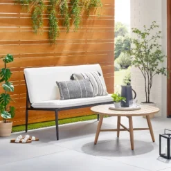 Cushioned Metal Outdoor Loveseat - Cream/Black - Hearth & Handâ„¢ With Magnolia