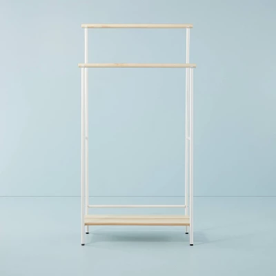 Two-Tier Metal & Wood Garment Rack Cream/Beige - Hearth & Hand™ With Magnolia 4 Two-Tier Metal & Wood Garment Rack Cream/Beige - Hearth & Hand™ With Magnolia - Image 2