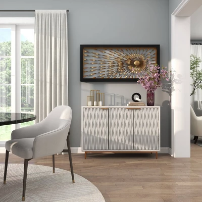 Metal Sunburst Coiled Ribbon Wall Decor With Black Frame Gold - Olivia & May 11 Metal Sunburst Coiled Ribbon Wall Decor With Black Frame Gold - Olivia & May - Image 9