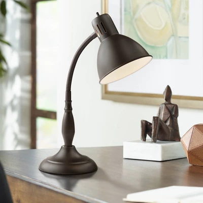 360 Lighting Breck Desk Table Lamp 17" High Dark Bronze Metal Adjustable Gooseneck Arm For Bedroom Bedside Nightstand Office Kids Family House Home 3 360 Lighting Breck Desk Table Lamp 17" High Dark Bronze Metal Adjustable Gooseneck Arm For Bedroom Bedside Nightstand Office Kids Family House Home