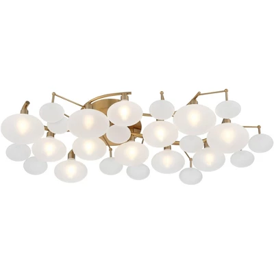 Possini Euro Design Lilypad Modern Ceiling Light Semi Flush Mount Fixture 30 1/4" Wide Warm Brass 12-Light Frosted Glass Shade For Bedroom Living Room 8 Possini Euro Design Lilypad Modern Ceiling Light Semi Flush Mount Fixture 30 1/4" Wide Warm Brass 12-Light Frosted Glass Shade For Bedroom Living Room - Image 6