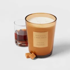 Colored Vase Glass With Dustcover Tobacco And Bergamot Candle Yellow - Threshold™ -Home Furnishings Store GUEST cedda737 4d61 46dc 8940 71dbc6ecccd9