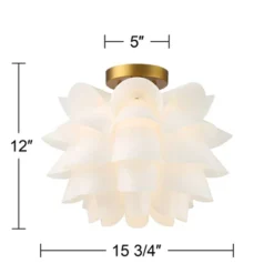 Possini Euro Design Modern Ceiling Light Semi Flush Mount Fixture White Flower Gold Metal 15 3/4" Wide Living Room Bedroom Kitchen 13 Possini Euro Design Modern Ceiling Light Semi Flush Mount Fixture White Flower Gold Metal 15 3/4" Wide Living Room Bedroom Kitchen -Home Furnishings Store GUEST d4dfbf46 d749 4ed9 ad97 3bda7c01cd2a