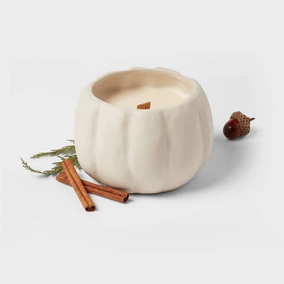12oz Brushed Abstract Pumpkin Ceramic With Woodwick And Dustcover Acorn + Black Pine Candle - Threshold™ 4 12oz Brushed Abstract Pumpkin Ceramic With Woodwick And Dustcover Acorn + Black Pine Candle - Threshold™ - Image 2