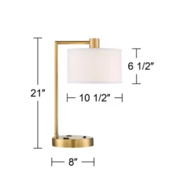 360 Lighting Colby Modern Desk Lamp 21" High Antique Gold With USB And AC Power Outlet In Base White Linen Drum Shade For Bedroom Living Room Desk 17 360 Lighting Colby Modern Desk Lamp 21" High Antique Gold With USB And AC Power Outlet In Base White Linen Drum Shade For Bedroom Living Room Desk -Home Furnishings Store GUEST d9e19dcf ce5f 4e15 9d9f 7f55cf6dbfbc