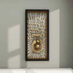 Metal Sunburst Coiled Ribbon Wall Decor With Black Frame Gold - Olivia & May 22 Metal Sunburst Coiled Ribbon Wall Decor With Black Frame Gold - Olivia & May -Home Furnishings Store GUEST da3ca411 6151 4083 96ff 621f23913688
