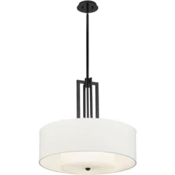 Possini Euro Design Sundry Semi Gloss Black Drum Pendant Chandelier 24" Wide Modern Double Shade 4-Light Fixture For Dining Room Foyer Kitchen Island -Home Furnishings Store GUEST da99c9fc c10a 4ef4 b3b2 ecf5266ef760