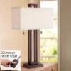 Possini Euro Design Gossard Modern Industrial Table Lamp 30" Tall Bronze With USB Charging Port White Rectangular Shade For Bedroom Living Room Office -Home Furnishings Store GUEST dbb89aec d6e7 46b4 8b3a b6ed2a614e43
