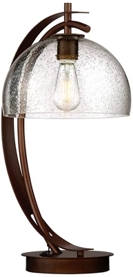 Possini Euro Design Modern Desk Lamps Set Of 2 With USB Port 22 1/2" High Bronze LED Clear Seeded Glass Shade For Bedroom Office 9 Possini Euro Design Modern Desk Lamps Set Of 2 With USB Port 22 1/2" High Bronze LED Clear Seeded Glass Shade For Bedroom Office - Image 7