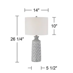 360 Lighting Patrick Modern Coastal Table Lamp 26 1/4" High Gray White Wash Geometric Ceramic Drum Fabric Shade For Bedroom Living Room Bedside Office 15 360 Lighting Patrick Modern Coastal Table Lamp 26 1/4" High Gray White Wash Geometric Ceramic Drum Fabric Shade For Bedroom Living Room Bedside Office -Home Furnishings Store GUEST dda9063b 52d8 4ec2 9308 ddeb3555ae27