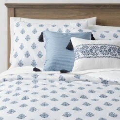 5pc Block Print With Border Comforter Bedding Set White/Blue - Threshold™ -Home Furnishings Store GUEST ddc8a001 aa3a 4790 aed4 861077adb88d