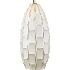 Possini Euro Design Cosgrove Modern Mid Century Table Lamp 32 3/4" Tall White Glazed Ceramic Beige Fabric Drum Shade For Bedroom Living Room Bedside -Home Furnishings Store GUEST e15958a3 0b96 48ea bace d8ad192dac70