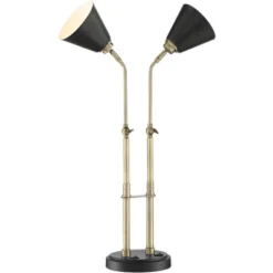 Possini Euro Design Sentry Modern Mid Century Desk Lamp 23" High Black Brass With USB Charging Port LED Adjustable Cone Shade For Bedroom Living Room -Home Furnishings Store GUEST e240447e 5fa7 45ac adb1 c441648f3303