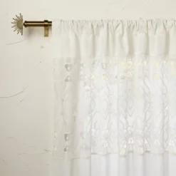 1pc Sheer Banded Geo Macrame Window Curtain Panel White - Opalhouse™ Designed With Jungalow™ -Home Furnishings Store GUEST e45ca8b5 c8fb 4bcd 9418 e1344d66992c