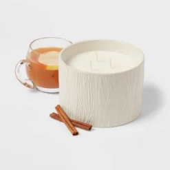 Textured Straight Side Ceramic Warm Cider & Cinnamon Candle White - Threshold™ 9 Textured Straight Side Ceramic Warm Cider & Cinnamon Candle White - Threshold™ -Home Furnishings Store GUEST e5124506 96b4 47a8 a049 80fc9784c01e