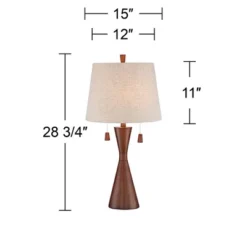 360 Lighting Omar Modern Table Lamp 28 3/4" Tall Warm Brown Wood Hourglass Oatmeal Fabric Drum Shade For Bedroom Living Room Bedside Nightstand Office -Home Furnishings Store GUEST e6133243 7521 466c 866d fc796a8ed041