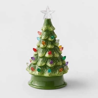 6.875" Battery Operated Lit Ceramic Christmas Tree Green - Wondershop™ 4 6.875" Battery Operated Lit Ceramic Christmas Tree Green - Wondershop™ - Image 2