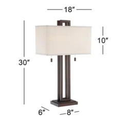 Possini Euro Design Gossard Modern Industrial Table Lamp 30" Tall Bronze With USB Charging Port White Rectangular Shade For Bedroom Living Room Office -Home Furnishings Store GUEST eb87346d 0b87 415b b685 77e43ce881ff