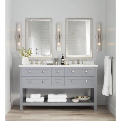 Possini Euro Design Metzeo Rectangular Vanity Wall Mirror Modern Beveled Glass Brushed Nickel Metal Frame 33" Wide For Bathroom Bedroom Home Entryway 10 Possini Euro Design Metzeo Rectangular Vanity Wall Mirror Modern Beveled Glass Brushed Nickel Metal Frame 33" Wide For Bathroom Bedroom Home Entryway - Image 8